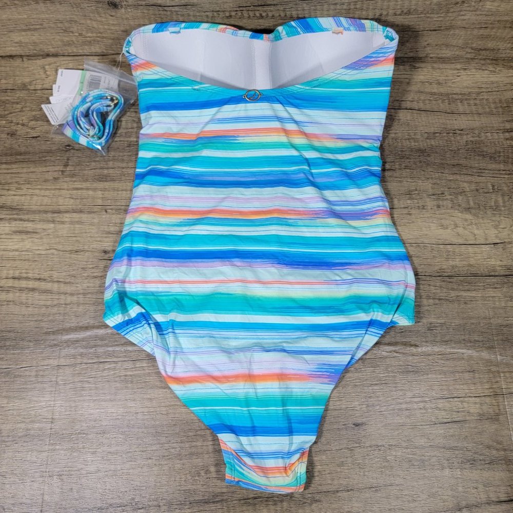 Jantzen Womens Multicolor Swimsuit Layered Cocktail Bandeau One-Piece (Sz 8) - Picture 5 of 8